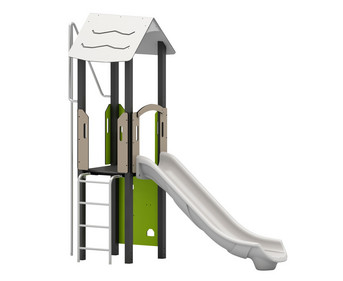 Spielturm mit Rutsche und Kletterwand