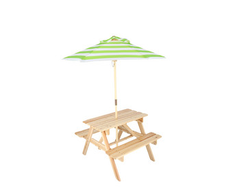 Esschert Design Kinder Picknicktisch mit Sonnenschirm