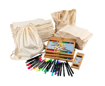 Kreativ Set Baumwolltaschen & Turnbeutel inkl Stifte je 30 Stück