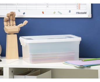 Betzold Aufbewahrungsbox 16 x 39 5 x 27 5 cm DIN A4 weiß transparent aus treeNside Material
