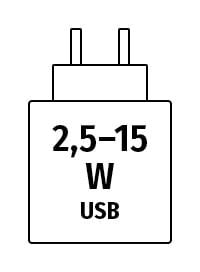 Netzstecker 2,5 - 15 W USB