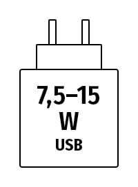 Netzstecker 7,5 - 15 W USB