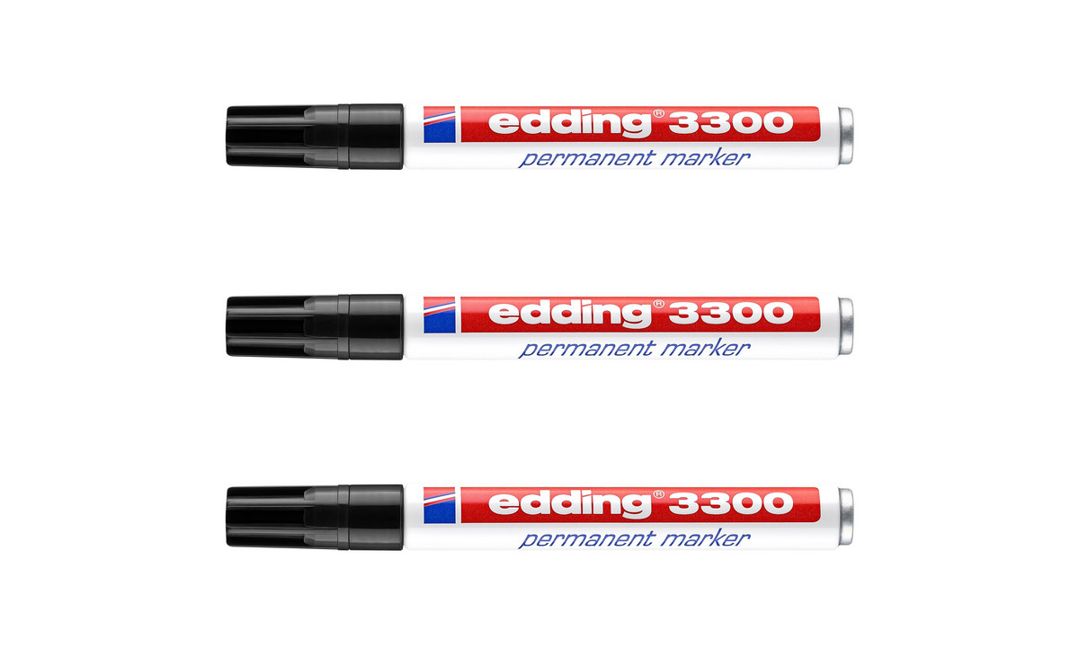 edding 3300 Permanentmarker, Keilspitze, 3er-Set